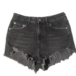 Zara Black Jean Shorts Distressed High-Waisted